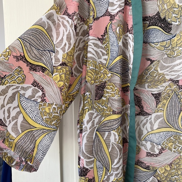 Hayden Pink, Blue, & Tan Kimono with Fringe Tassels - Picture 5 of 9